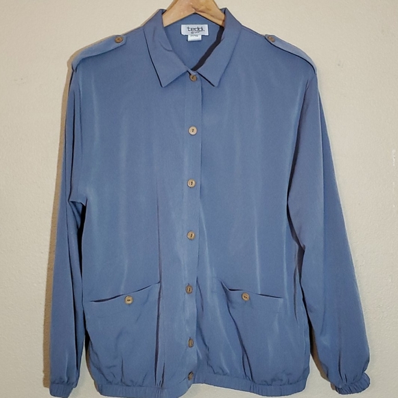 Large Vintage 90's Blue Utility Windbreaker Jacket - Picture 1 of 5